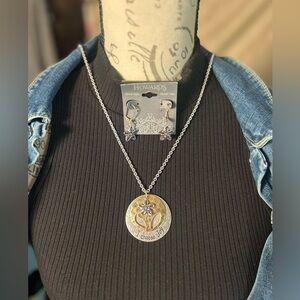 Howard’s Silver Joy Pendant Necklace & Flower Drop Earrings Set NWT!​​​